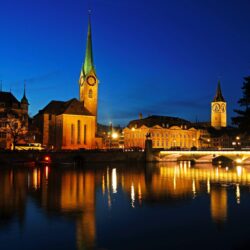 Wallpapers Zurich Switzerland Rivers night time Cities