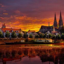 Download wallpapers regensburg, germany, sunset, cityscape