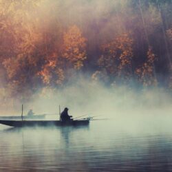 Fog mist boats lakes wallpapers