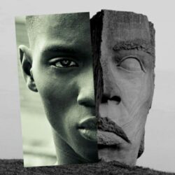 Adonis Bosso in face of two collage by @naropinosa