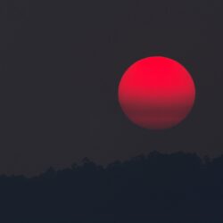 Wallpapers Red Moon, Full moon, Sunset, 4K, Nature,