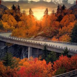 Viaduct on the Blue Ridge Parkway in North Carolina in Autumn HD