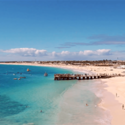 Aerial view of Santa Maria beach in Sal Cape Verde