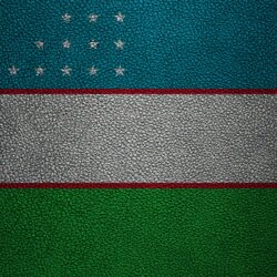 Download wallpapers Flag of Uzbekistan, 4k, leather texture, Uzbek