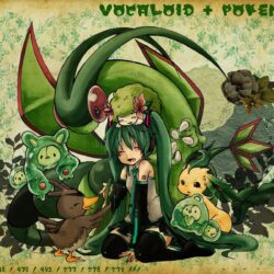 pokemon, Vocaloid, Hatsune Miku, Flygon, Leafeon, Shaymin :: Wallpapers