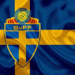 Download wallpapers Sweden national football team, emblem, logo