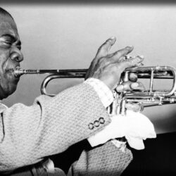 Download Wallpapers louis armstrong, pipe, jacket, face