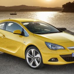 Download Wallpapers Opel, Astra, Gtc, Yellow, Side view
