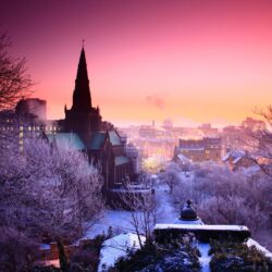 Church on a winter evening Wallpapers #