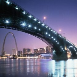 HD A Bridge At Night Into St. Louis Wallpapers