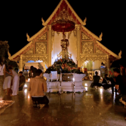 Chiang Mai, Thailand circa February 2016. Thai people praying and