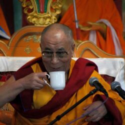 Dalai Lama With Cup Of Tea HD Wallpapers