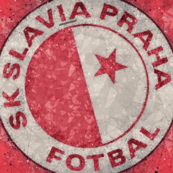 Download wallpapers SK Slavia Praha, 4k, geometric art, logo, Czech