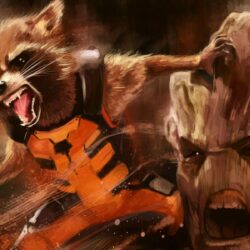 Wallpapers Groot, Rocket Raccoon, Guardians of the Galaxy, Artwork