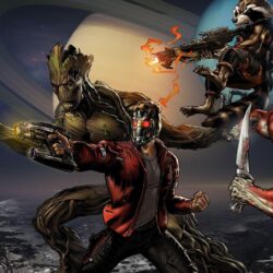 Guardians Of The Galaxy, Star Lord, Gamora, Rocket Raccoon, Groot