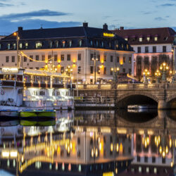 Picture Sweden Gothenburg Bridges Rivers Marinas Evening