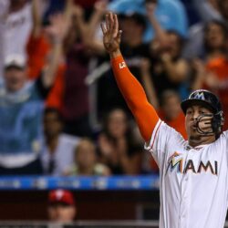 Giancarlo Stanton blasts towering home run out of AT&T Park during