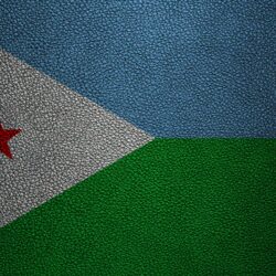 Download wallpapers Flag of Djibouti, leather texture, 4k
