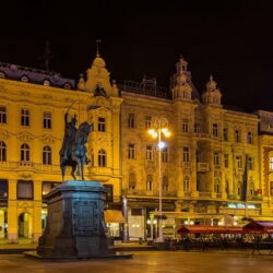 Wallpapers City of Zagreb Croatia Monuments Evening Street lights