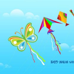 Happy Makar Sankranti Kites Wishes Card Image Wallpapers