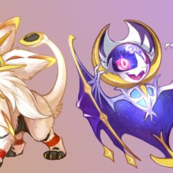 Chibi Lunala and Solgaleo Pokemon Su… Wallpapers