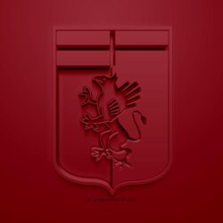 Download wallpapers Genoa CFC, creative 3D logo, burgundy backgrounds
