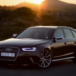 Download wallpapers audi, rs4, side view, black, sunset
