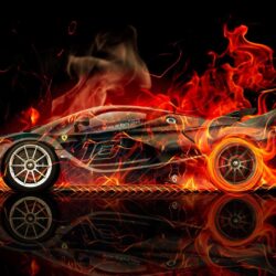 Ferrari FXX K Side Fire Abstract Car 2015