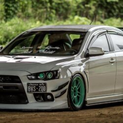 Download wallpapers mitsubishi, lancer, evolution, x, white, tuning