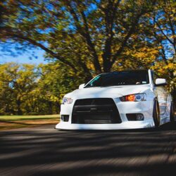 Wallpapers Mitsubishi lancer evo x White Motion auto Front