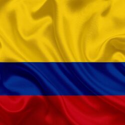 Download wallpapers Colombian flag, Colombia, South America, silk
