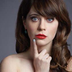 Zooey Deschanel Wallpapers Beautiful Girl Red Lips Face Close Up